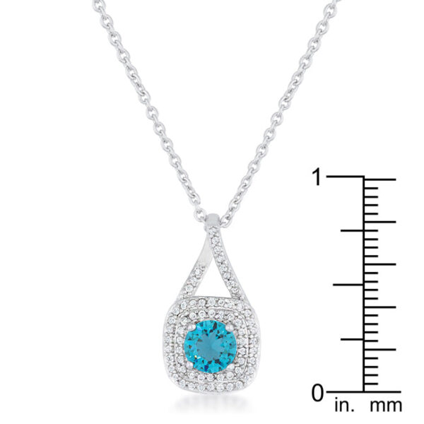 Christal 1.2ct Aqua CZ Rhodium Classic Necklace - Image 3