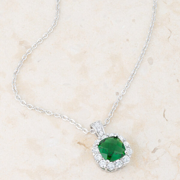 Liz 2.6ct Emerald CZ Rhodium Classic Necklace - Image 4