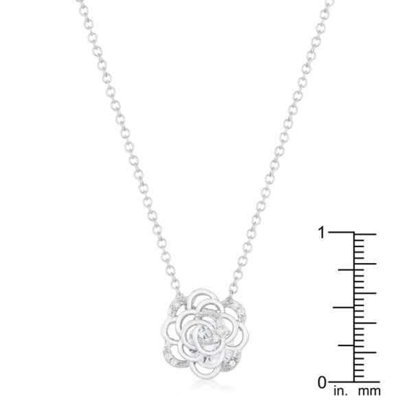 Maya 1.37ct CZ Rhodium Rose Drop Necklace - Image 3