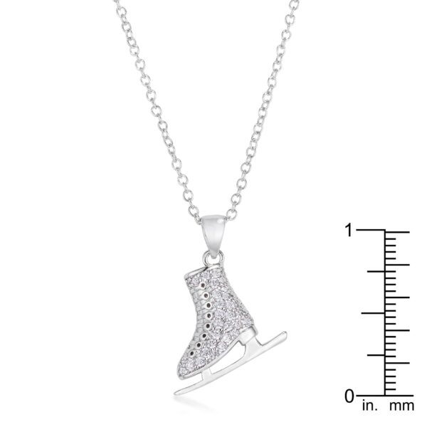 Delicate .4Ct Rhodium Plated Ice Skate Pendant - Image 3