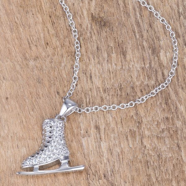 Delicate .4Ct Rhodium Plated Ice Skate Pendant - Image 2