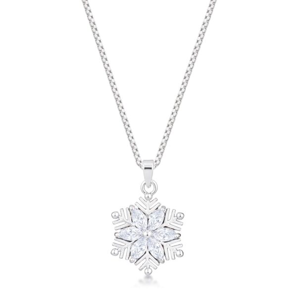 2.04Ct Rhodium Brilliant Marquise Snowflake Pendant