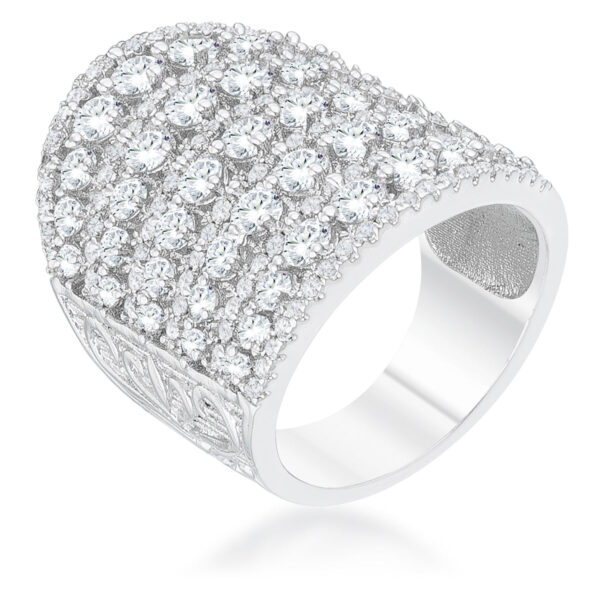 Charlyn 2.5ct Rhodium CZ Statement Cocktail Ring, <b>Size 5</b>