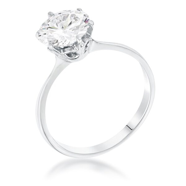 2 Carat Single Stone CZ Rhodium Classic Solitaire Ring, <b>Size 5</b>